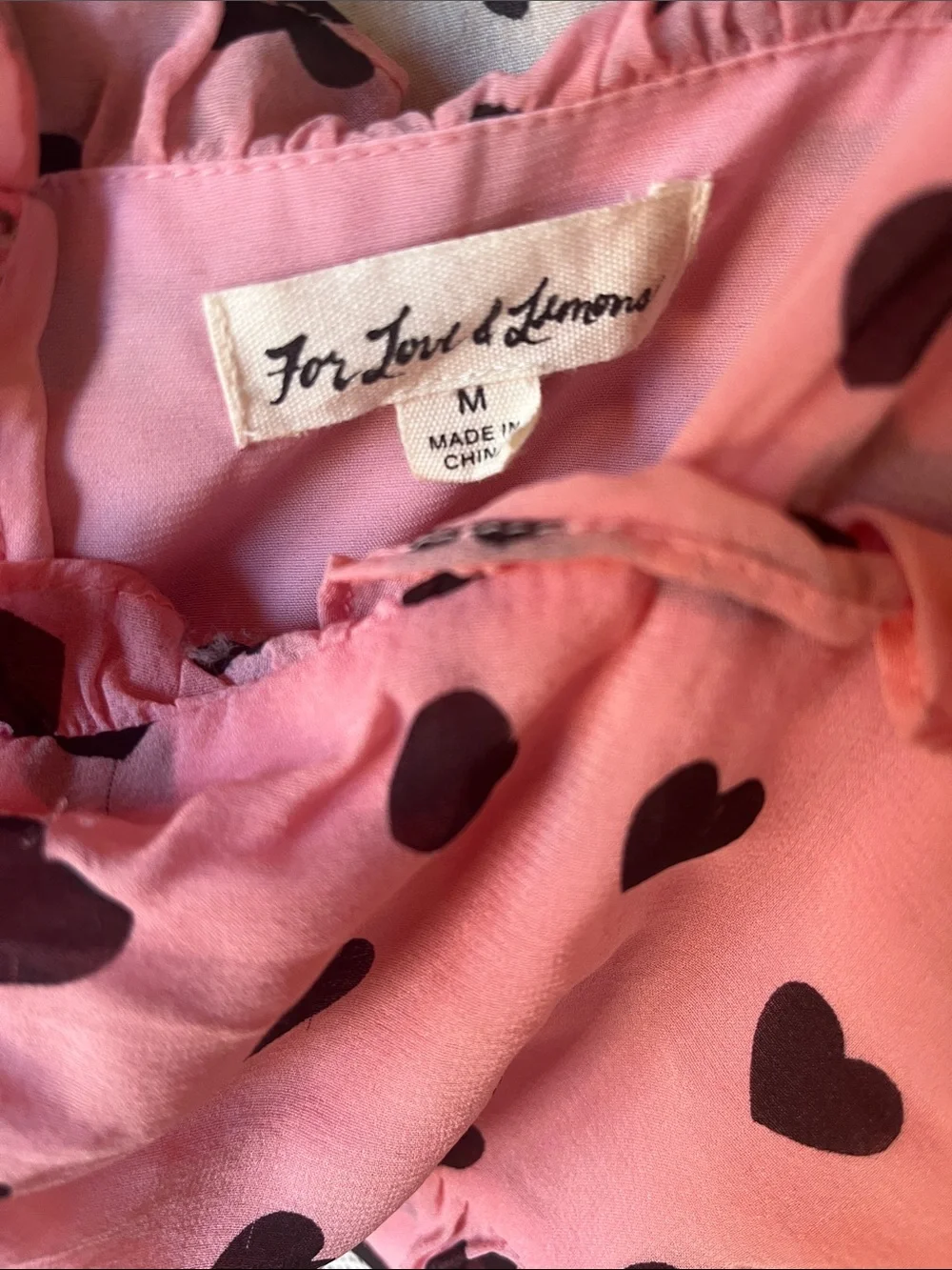 Feminine For Love & Lemons Pink Heart-Print Ruffle Slip with Striped Waist - Picture 8 of 10